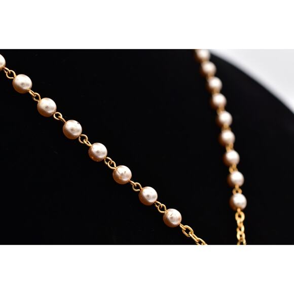 Vintage Vatican Library Collection Pearl Rosary Cross Necklace Gold Signed BinBQ - Picture 6 of 12